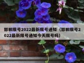 邯郸限号2022最新限号通知（邯郸限号2022最新限号通知今天限号吗）