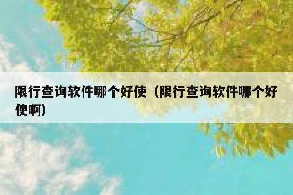 限行查询软件哪个好使(限行查询软件哪个好使啊) 第1张 限行查询软件哪个好使(限行查询软件哪个好使啊) 第1张